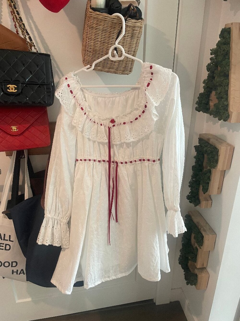 LaceMade Berry's Bedroom Night Mini Dress, Off the Shoulder, Medium